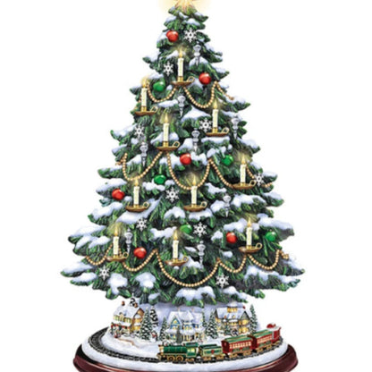 Christmas Tree Rotating Sculpture Train Decorations Paste Window  Stickers
