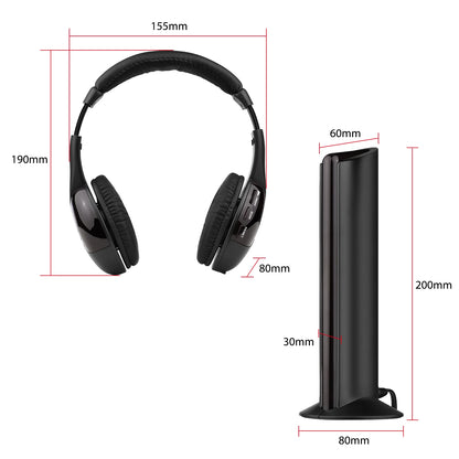 5-in-1 Multifunctional Wireless Headset FM Hi-Fi Wireless Headphone Emitter&Receiver Set FM Radio Computer TV Monitor Headphone