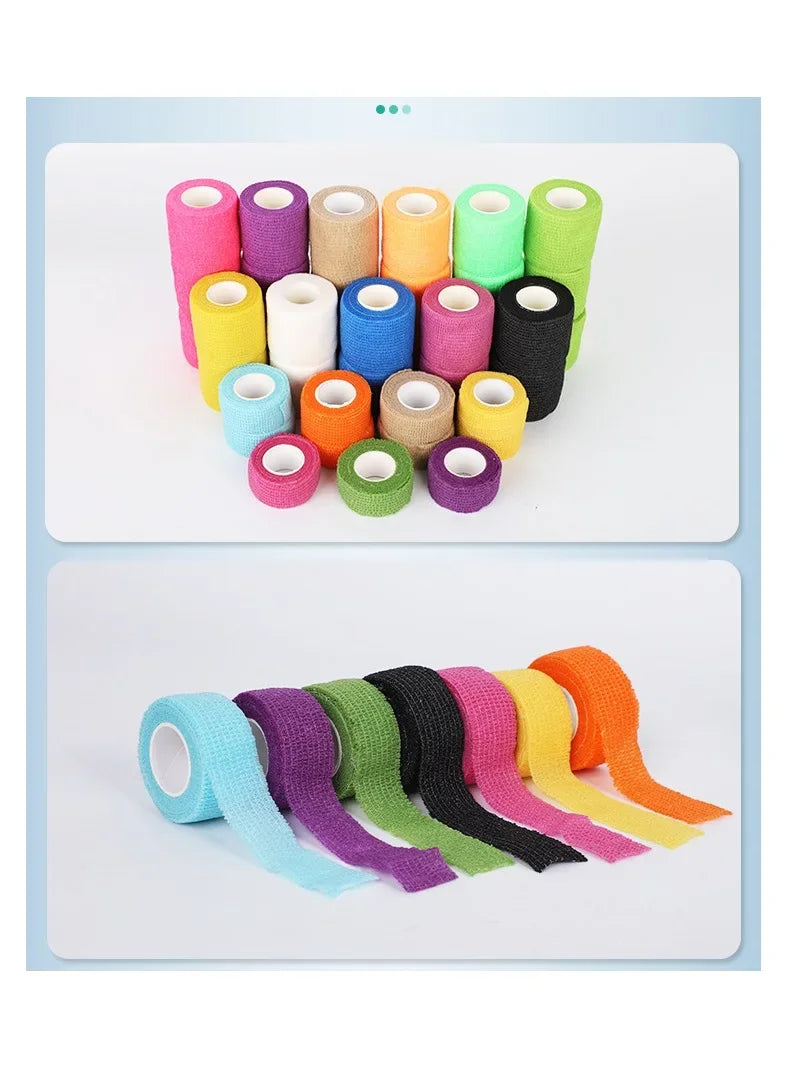 10 Rolls Athletic Wrap Tape Self Adhesive Elastic Bandage Elastoplast Sports Protector Knee Finger Shoulder Tattoo Accessories