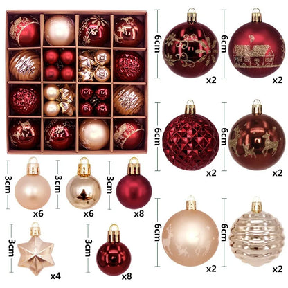 6Pcs 6CM Christmas Balls Decorations Christmas Tree Ornaments Ball Hanging Pendants Home Party Decor 2024 New Year Navidad Decor