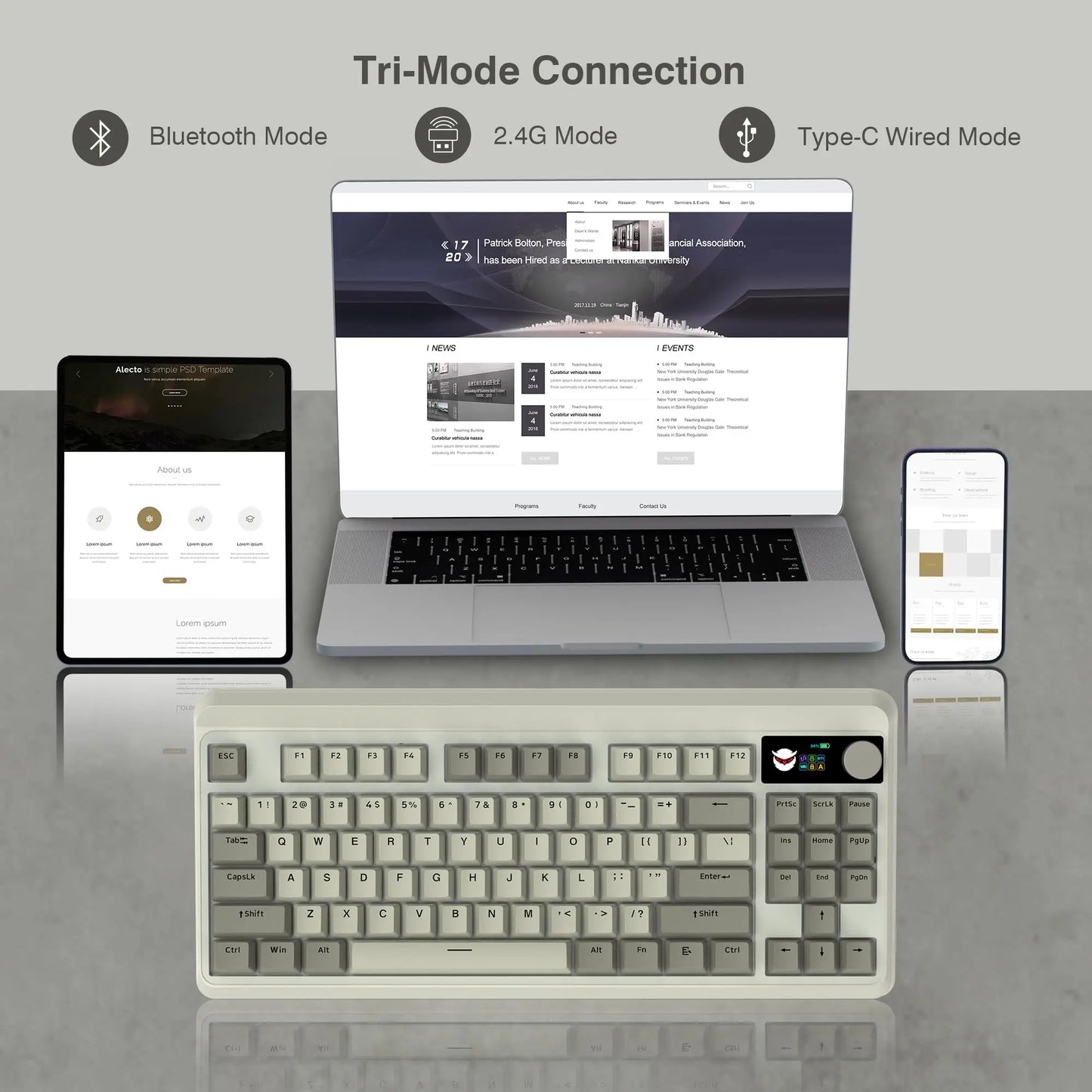 M87 Pro Hot-Swap Mechanical Keyboard Bluetooth/2.4GHz /USB-C Retro Keyboard TKL RGB Tri-Mode OLED Display Knob Gamer Keyboard