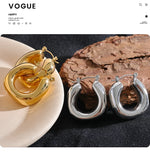 Yhpup High Quality Stainless Steel Round Geometric Chunky Hoops Earrings for Women Charm Metal Simple Fashion Jewelry Waterproof