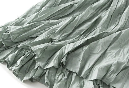 UCXQ Simple Luxury Multi Solid Colors Pleated Skirt For Women's Large Hem Folds A-line Skirts Female 2024 Spring Autumn 23A7004