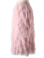 Tutu Tulle Long Maxi Skirt Women Fashion 2023 Korean Cute Pink High Waist Pleated Skirt Mesh Female Lady Aesthetic Faldas