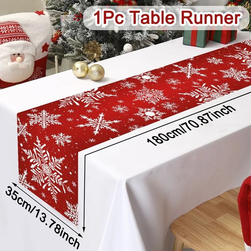 Santa Claus Christmas Table Runner Christmas Decorations For Home 2024 Xmas Table Flag Navidad Noel Gifts New Year Tablecloth