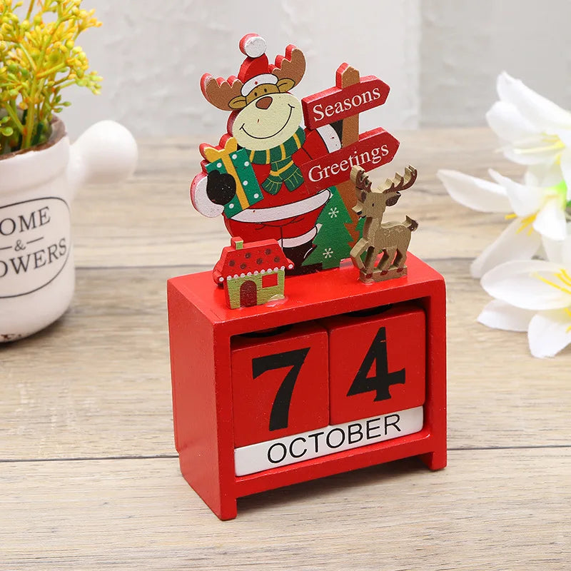Desktop Christmas Tree Santa DIY Decoration Wooden Christmas Calendar Christmas Decoration 2024 New Year Party Gift