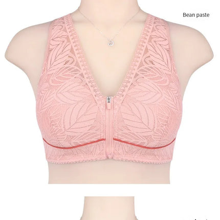 Soft cotton cups before the zipper in the elderly underwear breathable women without steel ring tank top lace large size bra