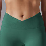 Crossover Waist Women Yoga Leggings Hips Lifting Gym Leggings Seamless Sport Pants High Waist Fitness Leggings Workout Running