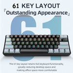 Mini Keyboard APAYADO K61 Mechanical Keyboard Wired,60% Portable 61 Keys RGB Black,White, Red/Blue Switch for Gaming