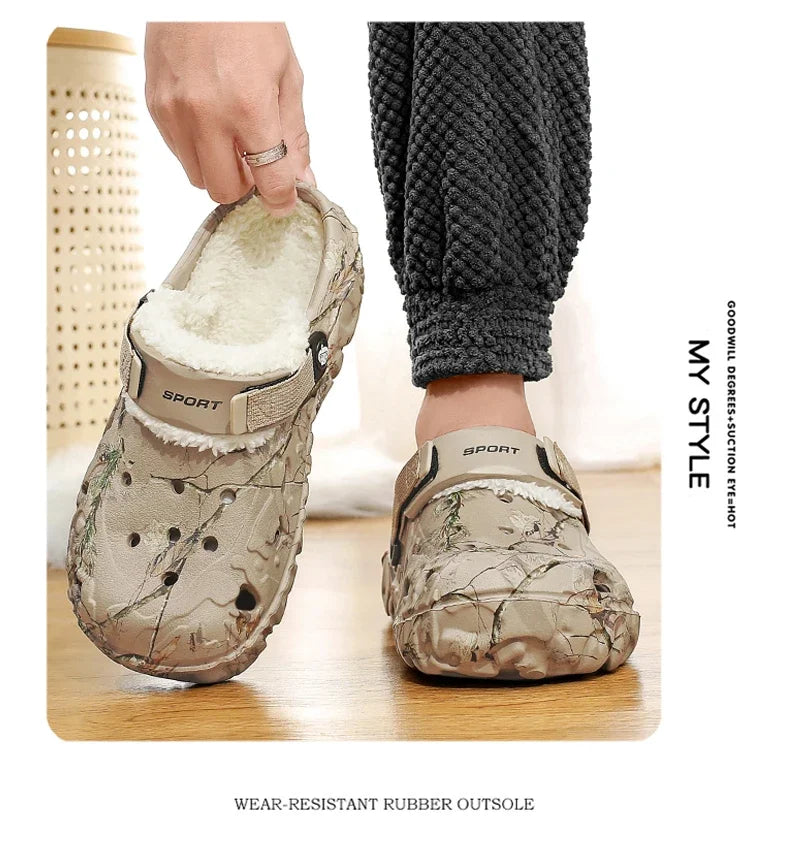 YRZL Winter Colgs Slippers Men's Shoes Men Beach Working Garden Shoe Home Soft Plush Slippers Bedroom Fuzzy Shoes Indoor Outdoor