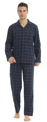 Mens Flannel Pajama Sets Cotton Plaid Pajamas for Men Pjs Set Soft Lounge Sleepwear Pj Pants with Pockets Flannel Shirts