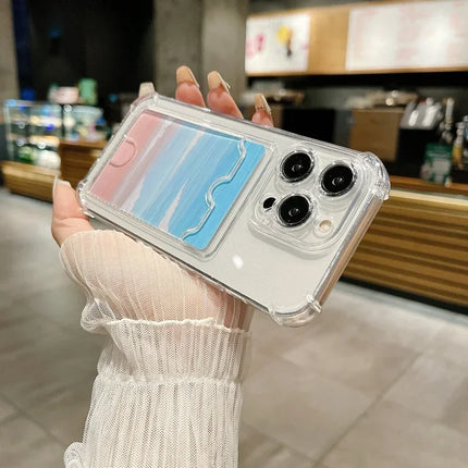 Transparent Card Holder Bag Case For iPhone 17 16 15 14 Plus 13 12 11 Pro Max Slot Wallet Back Cover For iPhone Shockproof Case