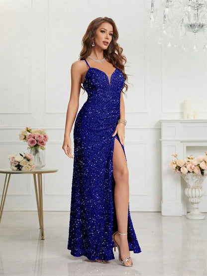 Unithorse Split Thigh Sequin Cami Women Dress
