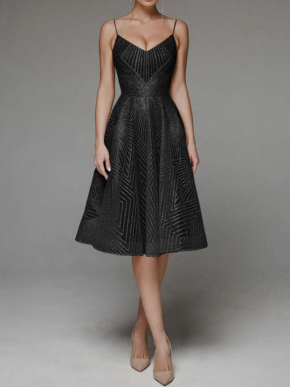 Sexy Spaghetti Slip V-Neck Evening Dresses For Women 2024 Spring Stripes Embroidery Dress Cocktail Party Gowns Robes De Soirée