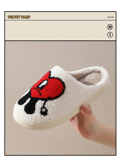 Winter Home Warm Women Slippers House Girl Fur Cute Bad Bunny Love Cushion Slides Bedroom Ladies Cotton Female Plush Shoes