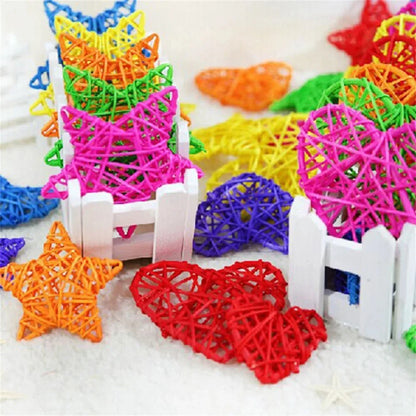 10Pcs Christmas Decoration Wooden Rattan Ball Round Heart Love Star Shape DIY for Home Decor New Year 2025 Child Gifts Ornament