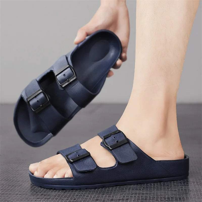 Summer Adjustable Soft Slides Slippers For Men Flat EVA Slippers Lightweight Anti Slip Slippers Size 35-47 48 49  Dropshipping