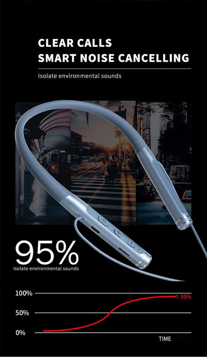 EARDECO 120 Hour Bluetooth Headphone Stereo Bass Wireless Headphones Neckband Earphones Power Flashlight Display Neck Headset