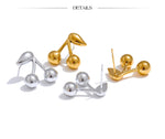 Yhpup 316L Stainless Steel Metal Chic Cherry Golden Stud Earrings Water Resistant Charm Fashion Jewelry 18K PVD Plated Wholesale