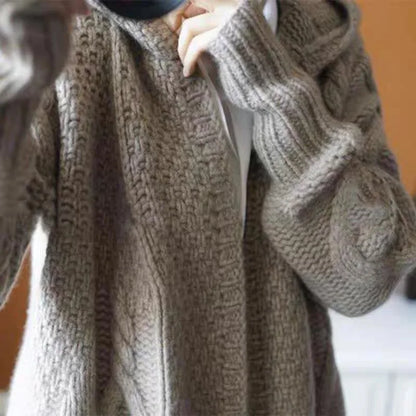 Women Sweater Midi Cardigans Autumn Winter 2023 Knitted Jackets Korean Loose Oversized Long Sleeve Casual Hooded Coats Basic New