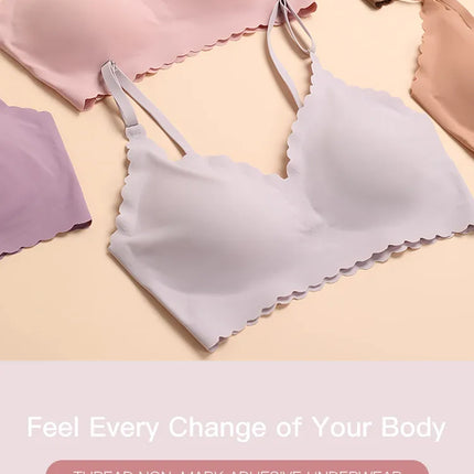Hot Sale 9 Colors Comfy Bra WireFree Padded Wavy Edge Korea Laser Cutting Invisible Yoga Wear Ladies Bra Seamless Women Bra
