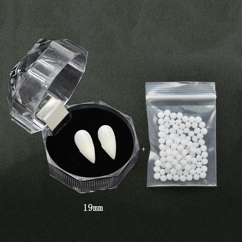 1 Pairs Halloween Vampire Teeth Fangs Dentures Props Party Costume DIY Cosplay Props False Teeth Resin Fangs with Solid Glue