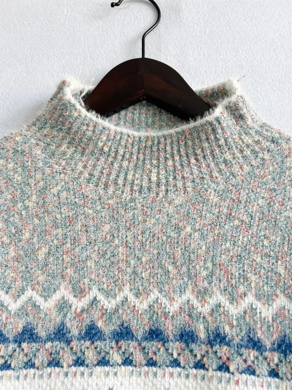 Winter Clothes Women 2023 New Year Sweater Snowflake Vintage Loose Jumper Red Long Sleeve Knitted Pullover Holiday Tops
