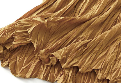 UCXQ Simple Luxury Multi Solid Colors Pleated Skirt For Women's Large Hem Folds A-line Skirts Female 2024 Spring Autumn 23A7004