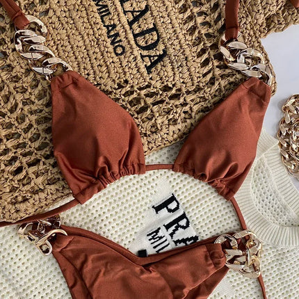 RUOTONGSEPT New Sexy Bikini 2023 Triangle Bathing Suit for Women Brazilian  Bikini Set 2-piece Halter Swimwear Push Up Swimsuit