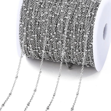 No Fade 2Meters Stainless Steel Chains Gold Color Lips Beads Beaded Chain for Jewelry Making DIY Necklace Bracelet Accessories