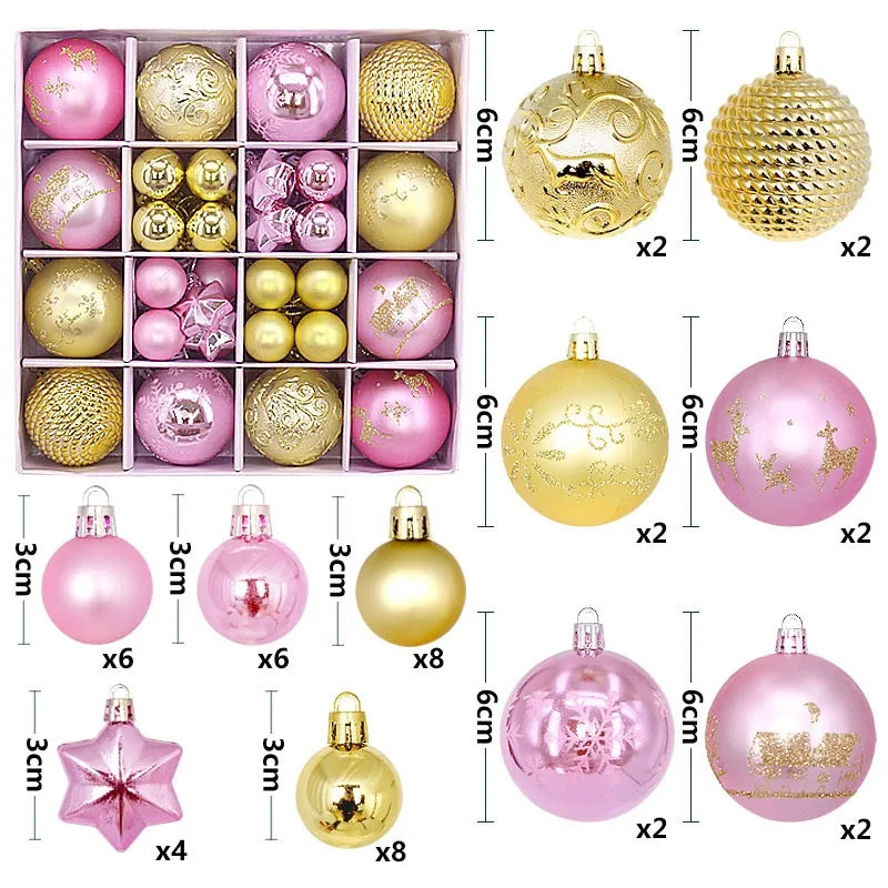 6Pcs 6CM Christmas Balls Decorations Christmas Tree Ornaments Ball Hanging Pendants Home Party Decor 2024 New Year Navidad Decor