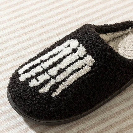 Fashion Halloween Slippers Indoor Warm Winter Cute Skull Toes Funny Women Slipper Soft Sole Anti-slip Home Plush Shoes for Gift