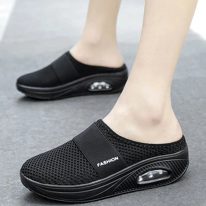Women Wedge Breathable Slippers 2024 Summer Anti-slip Premium Sandals Vintage Casual Female Platform Shoes Plus Size Slides