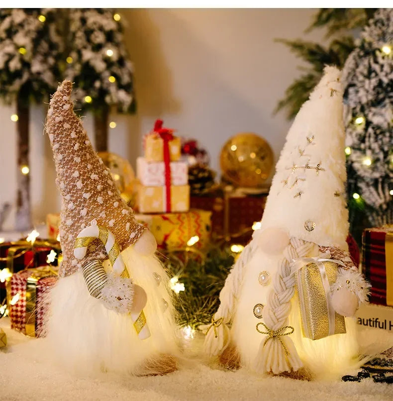 1~4pcs 2024 Christmas Doll Elf Knitted Gnome with Led Night Light Christmas Decorations for Home Xmas Navidad New Year 2025 Gift
