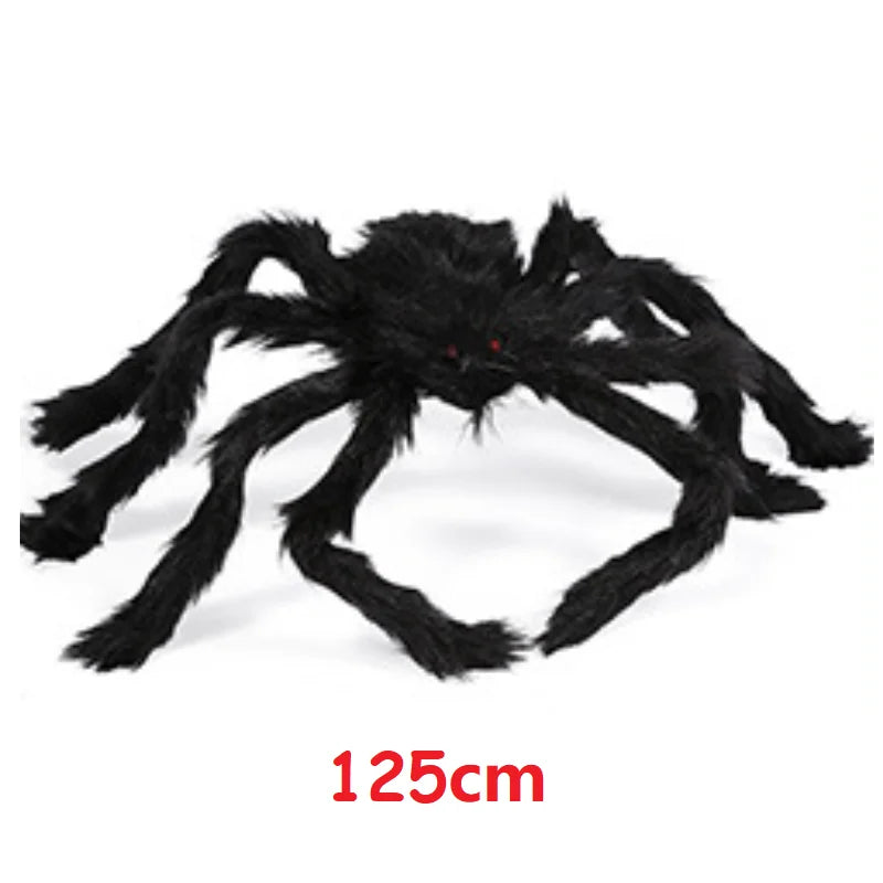 150/200cm Black Scary Giant Spider Huge Spider Web Halloween Decoration Props Haunted House Holiday Outdoor Giant Decoration