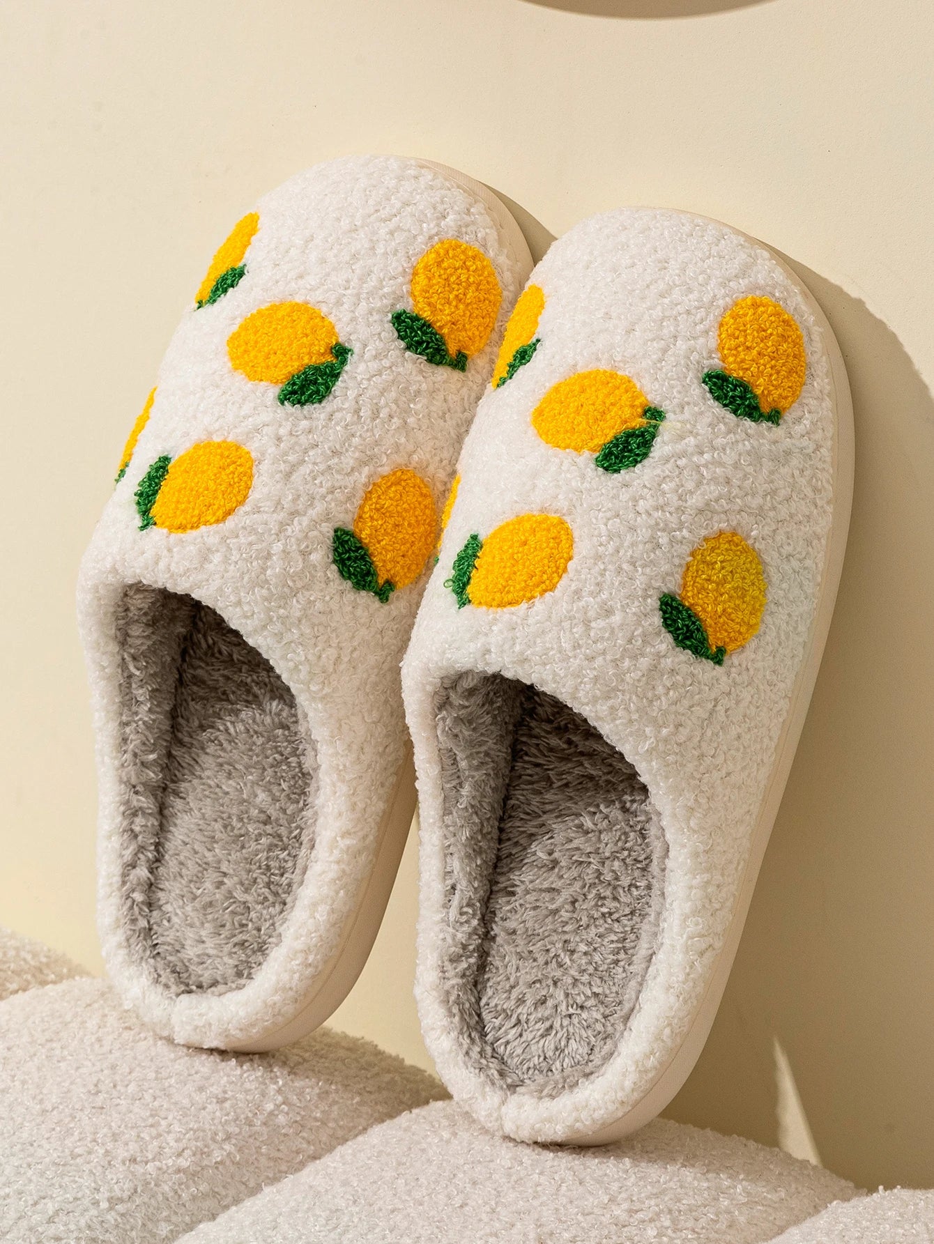 Cute Fruit Women Slippers Winter Indoor Warm Soft Sole Breathable Comfort Anti-slip Bedroom Causal Flat Cotton Shoes