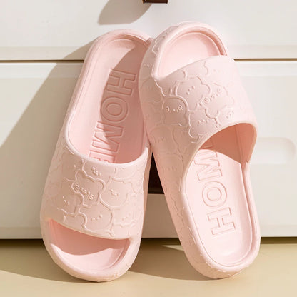 Summer Cute Bear Printting Women Slippers Indoor Bathroom Non-slip Thick Soft Sole Sandals Exquisite Beach Cool Outdoor Shoes