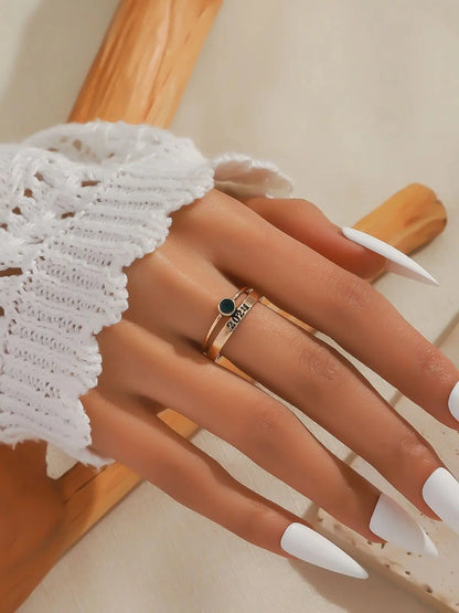 1 pcs 2024 vintage ring simple dark green finger ring women's ring