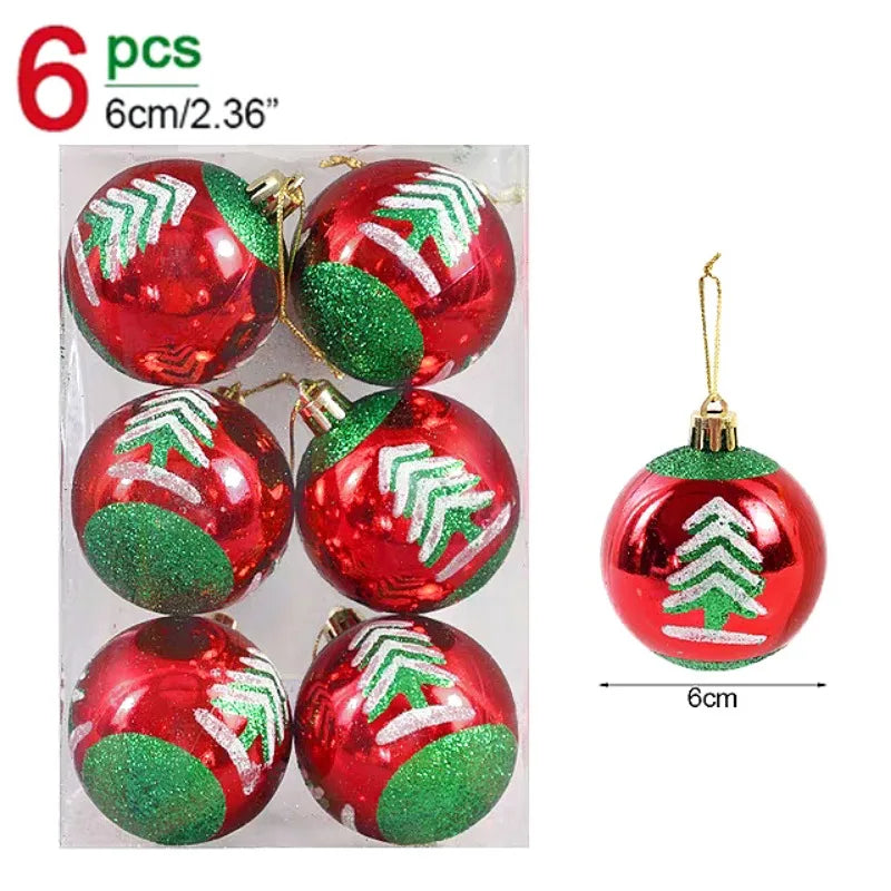 24/6Pcs Glitter Christmas Balls Christmas Ornaments Set  Xmas Tree Hanging Pendant Home Festive Party Decoration Supplies 6cm