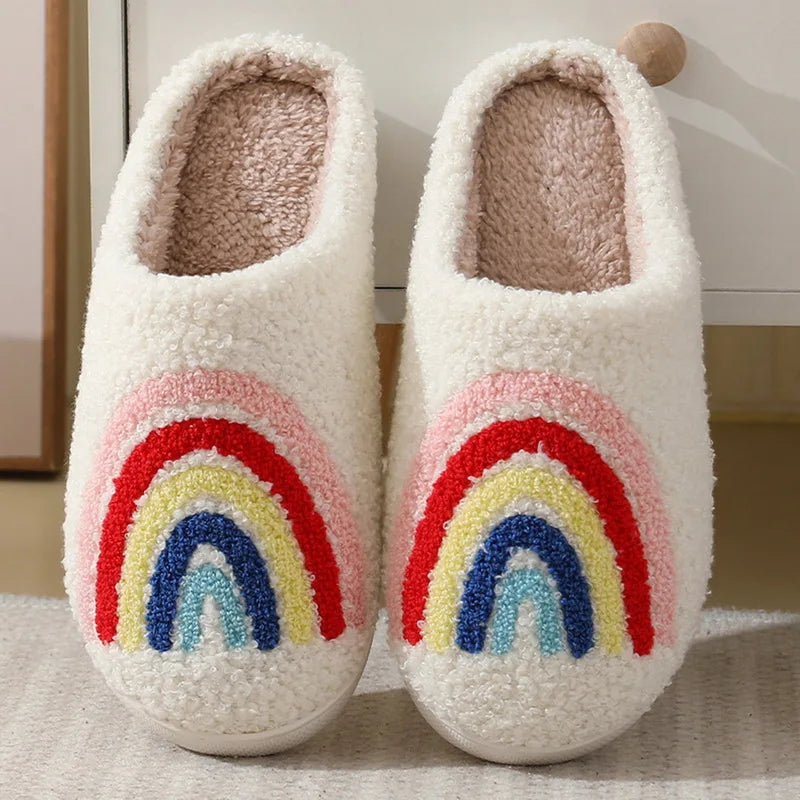 Christmas Elk Cotton Slippers For Women Men Winter Cute Cartoon Slippers Indoor Non Slip Couple Floor Slides Home Plush Shoes