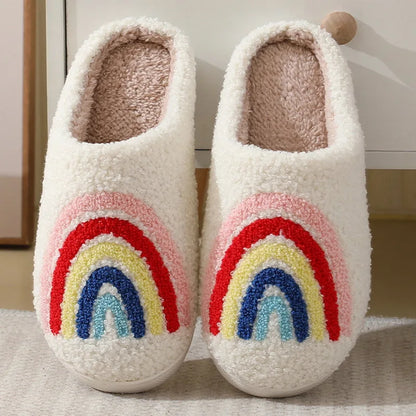 Christmas Elk Cotton Slippers For Women Men Winter Cute Cartoon Slippers Indoor Non Slip Couple Floor Slides Home Plush Shoes