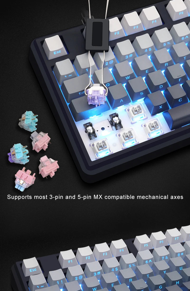 SKYLOONG GK104 Pro Full-Size 3-Mode Wireless Mechanical Keyboard with 2.0 Screen 3 Knobs Hot-Swappable Silent Switch PBT keycaps