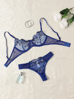 2-Pieces Fancy Sexy Lingerie Set Woman Semi-Sheer Women's Underwear Embroidery Beautiful Bra And Panty Sets Erotic Outfits