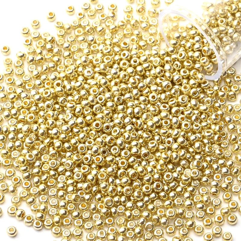 12Grams/Tube 2mm Metallic Seed Beads Japanese Round Glass Seedbeads For DIY Needlework Dress Adornment Sewing 1200pcs