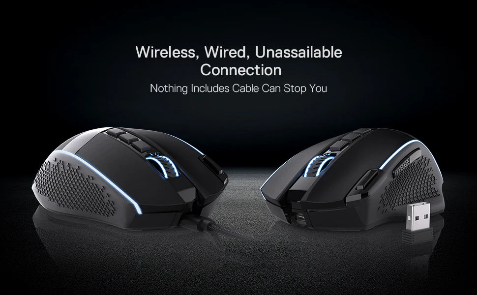 Redragon M991 Wireless Gaming Mouse, 19000 DPI Wired/Wireless Gamer Mouse w/Rapid Fire Key RGB Backlight