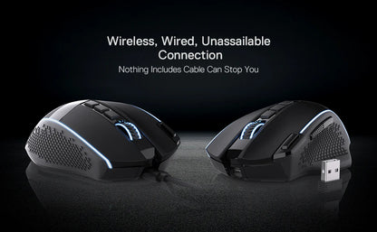Redragon M991 Wireless Gaming Mouse, 19000 DPI Wired/Wireless Gamer Mouse w/Rapid Fire Key RGB Backlight