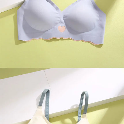 3Pcs Adjustable Beauty Back Bra Intimates Gather No Steel Ring Sports Anti-Sagging Bra French Color Contrast Seamless Underwear
