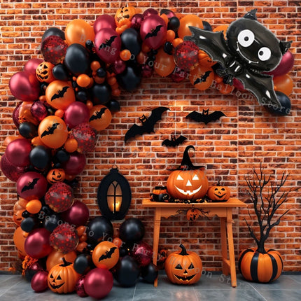 Halloween Balloons Garland Arch Eye Ballon with Bats Pumpkin Purple Orange Black Ballon for Birthday Party Halloween Decorations