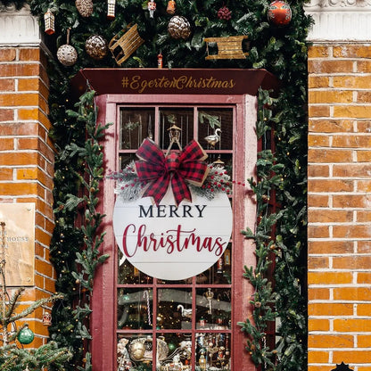 Merry Christmas Wooden Hangings Sign Christmas Wreaths Front Door Sign Festive Outdoor Home Ornament 2025 New Year Festival Prop