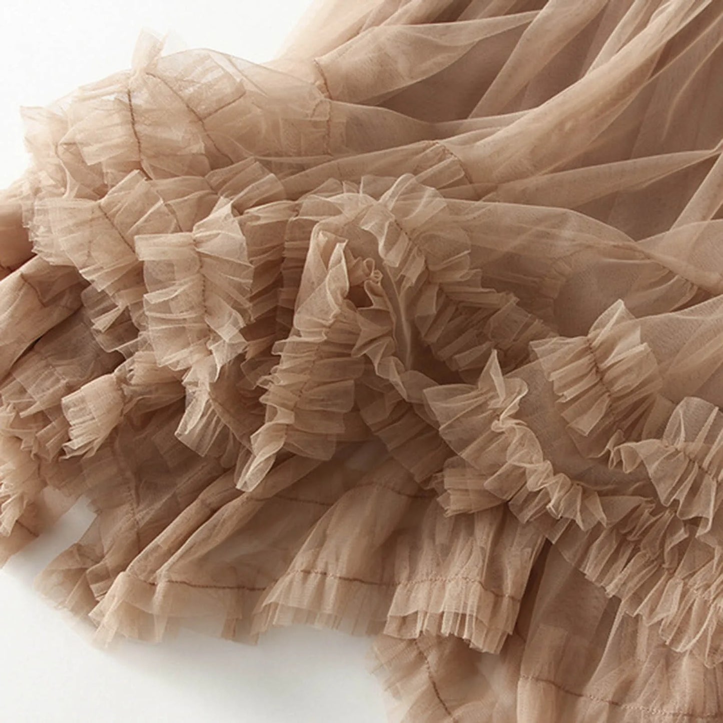 Skirts For Women Ladies A Line Layered Tulle Elastic Waist Midi Length High Waist Solid Color Mesh Casual Lace Cake Skirt